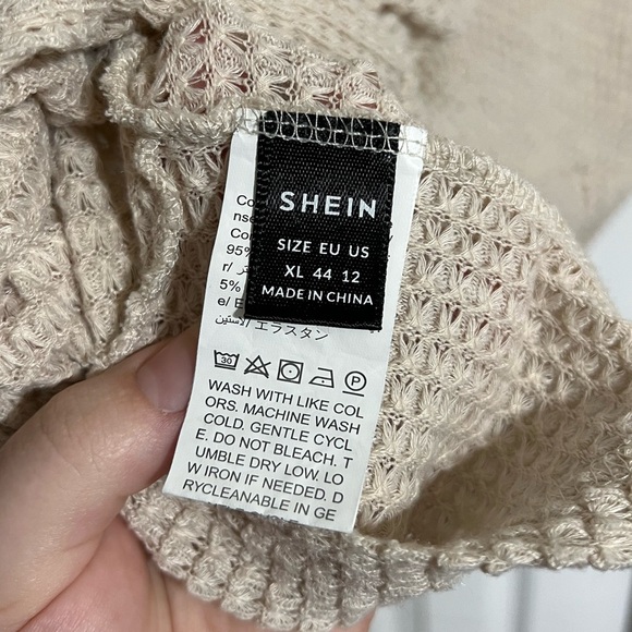 SHEIN LUNE Tie Back Batwing Sleeve Tee Cream Size 12 (XL) NWOT Womens - Picture 9 of 11